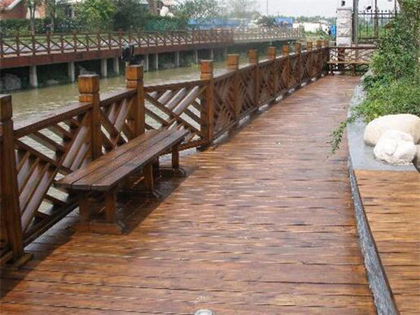 北京户外碳化木地板栈道护栏施工案例18